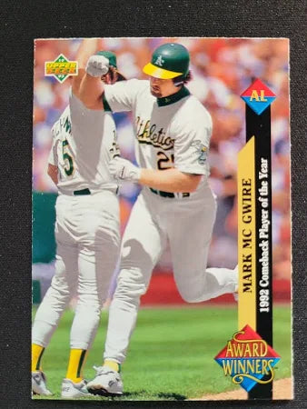 1993 Upper Deck Comeback Player of the Year American League Mark McGwire Baseball Card #493