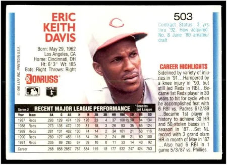 1992 Donruss Eric Keith Davis Baseball Card #503
