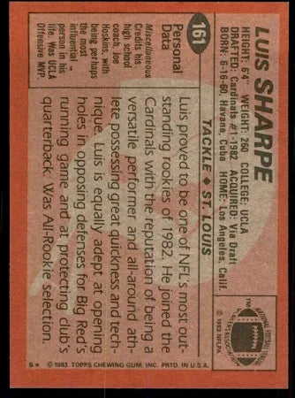 1983 Topps Luis Sharpe Football Card #161