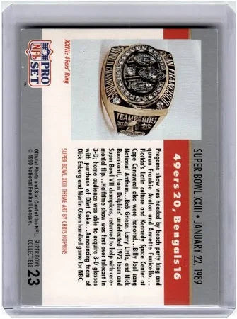 1990 NFL Pro Set Super Bowl XXIII 49ers 20, Bengal 16 Football Card #23