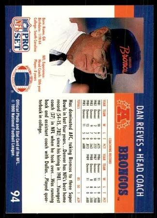 1990 NFL Pro Set Dan Reeves Football Card #94