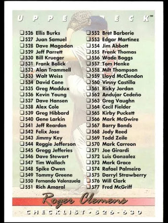 1993 Upper Deck Checklist 526-630 Baseball Card #630