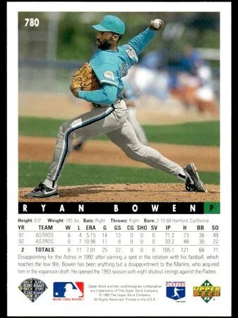 1993 Upper Deck Ryan Bowen Baseball Card #780