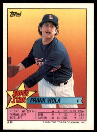 1989 Topps Super Star Frank Viola Baseball Card #30