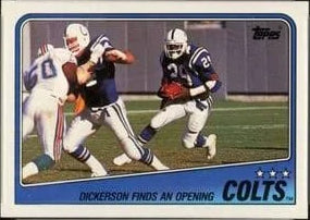 1988 Topps Indianapolis Colts 1987 Team Leaders Eric Dickerson, Bill Brooks, Mike Prior, Duane Bickett Football Card #116