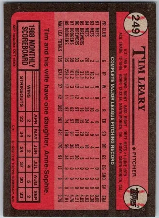 1989 Topps Tim Leary Baseball Card #249