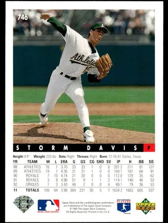 1993 Upper Deck Storm Davis Baseball Card #746