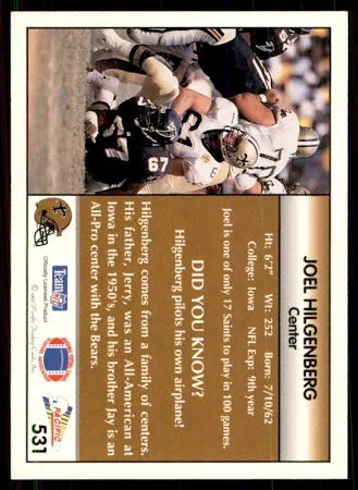 1992 Pacific Joel Hilgenberg Football Card #531