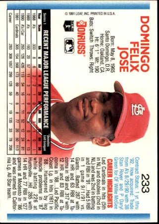 1992 Donruss Domingo Felix Jose Baseball Card #233