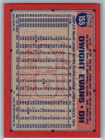 1991 Topps Dwight Evans Baseball Card #155