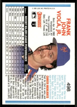 1992 Donruss Frank John Viola Jr. Baseball Card #498