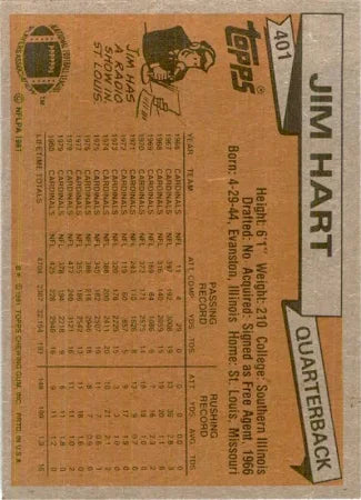 1981 Topps Jim Hart Football Card #401