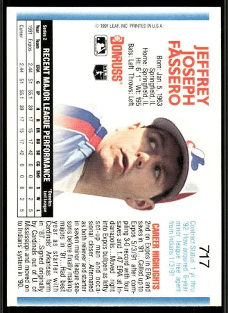 1992 Donruss Jeffrey Joseph Fassero Baseball Card #717