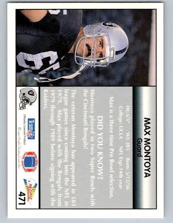 1992 Pacific Max Montoya Football Card #471