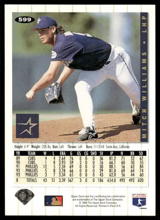1994 Upper Deck Collectors Choice Mitch Williams Baseball Card #599