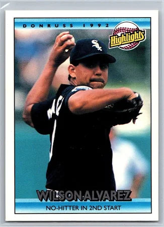 1992 Donruss Highlights Wilson Alvarez Hurls No-Hitter in 2nd Major League Start Baseball Card #495