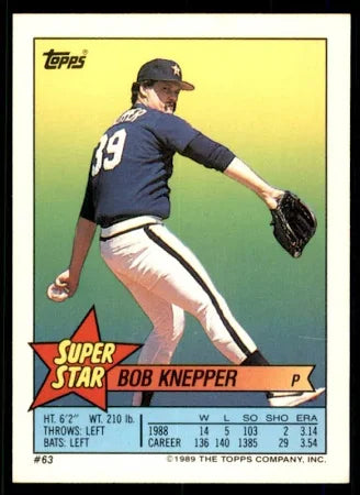 1989 Topps Super Star Sticker Bob Knepper Baseball Card #63