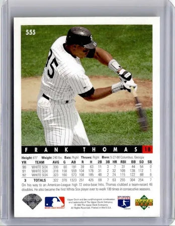 1993 Upper Deck Frank Thomas Baseball Card #555