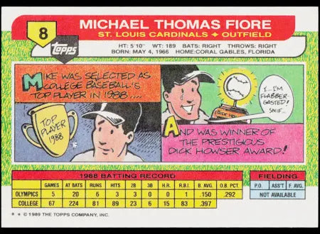 1989 Topps Michael Thomas Fiore Baseball Card #8