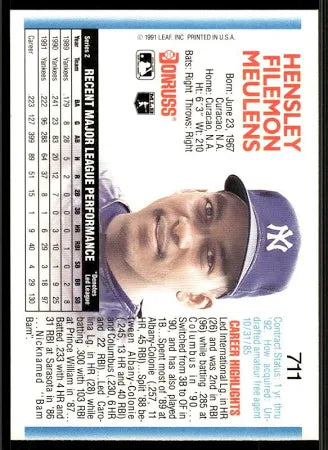 1992 Donruss Hensley Filemon Meulens Baseball Card #711