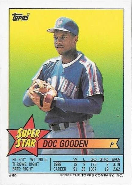 1989 Topps Super Star Sticker Doc Gooden Baseball Card #59