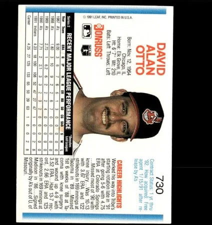 1992 Donruss David Alan Otto Baseball Card #730