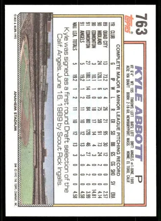 1992 Topps Kyle Abbott Baseball Card #763