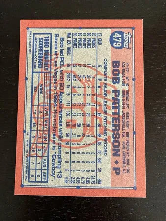 1991 Topps Bob Patterson Baseball Card #479