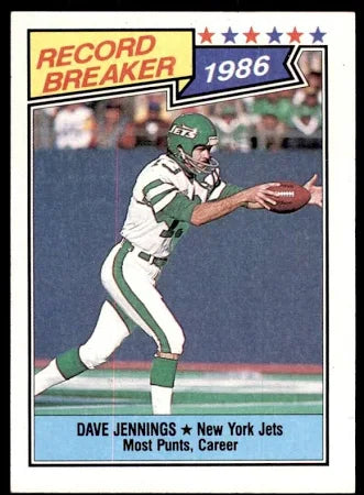 1987 Topps Most Punts Career Dave jennings Football Card #3