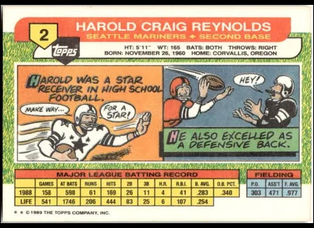 1989 Topps Harold Craig Reynolds Baseball Card #2