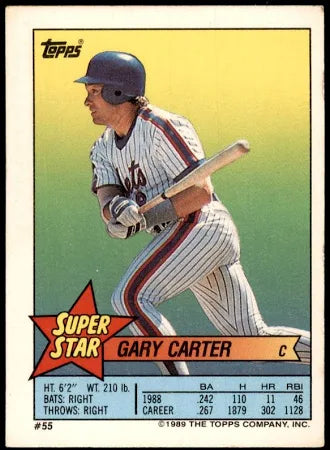 1989 Topps Super Star Sticker Gary Carter Baseball Card #55