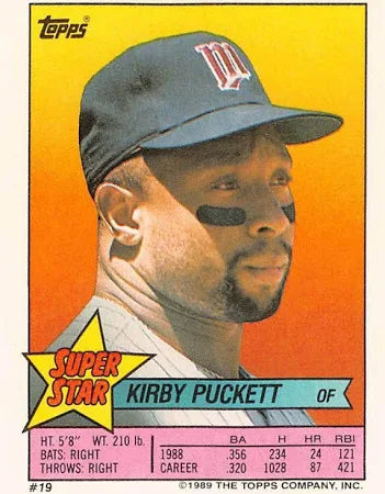 1989 Topps Super Star Sicker Kirby Puckett Baseball Card #19
