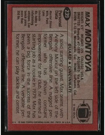 1983 Topps Max Montoya Football Card #239