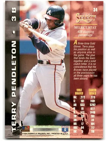 1994 Score Select Terry Pendleton Baseball Card #34