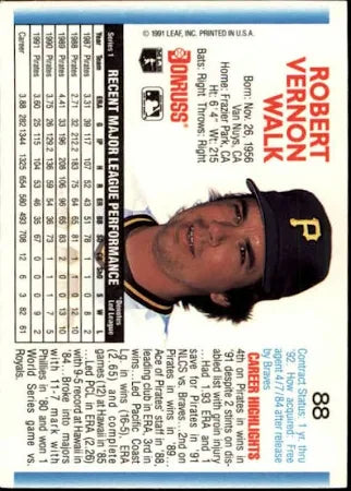 1992 Donruss Robert Vernon Walk Baseball Card #88