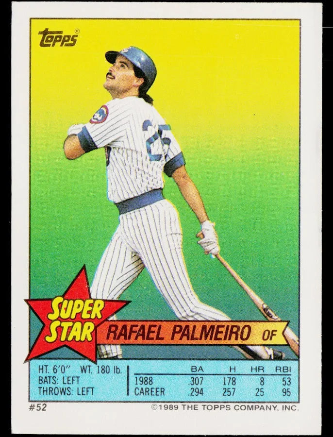 1989 Topps Super Star Sticker Rafael Palmeiro Baseball Card #52
