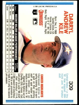 1992 Donruss Darryl Andrew Kile Baseball Card #309