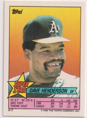 1989 Topps Super Star Dave Henderson Baseball Card #17