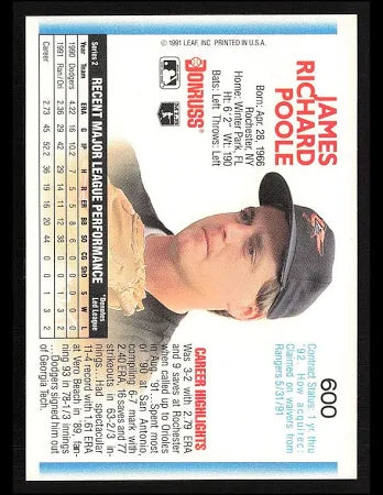 1992 Donruss James Richard Poole Baseball Card #600