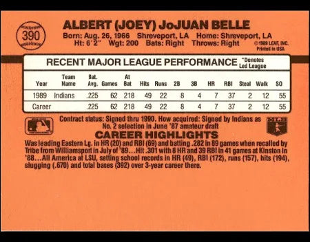 1990 Donruss Joey Belle Baseball Card #390