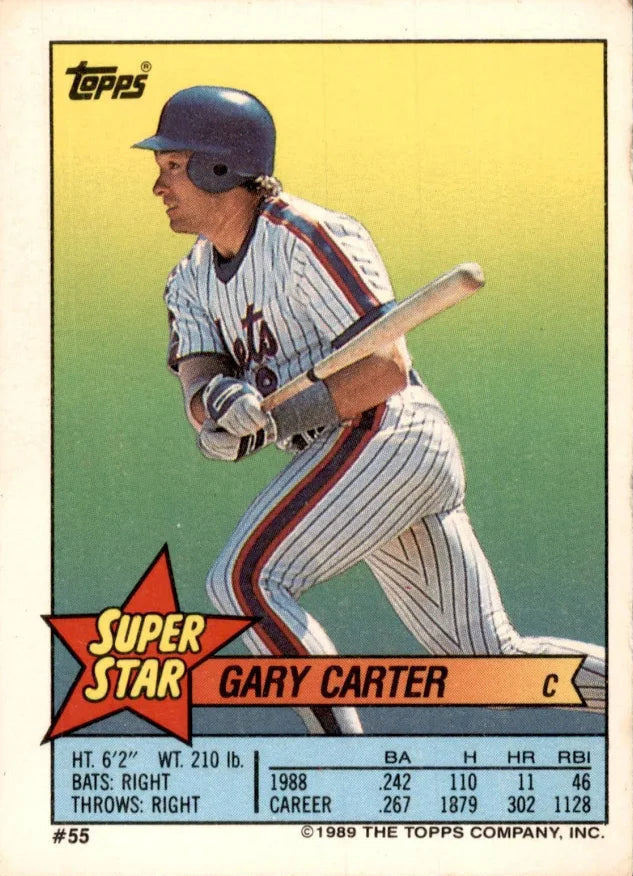 1989 Topps Super Star Sticker Gary Carter Baseball Card #55