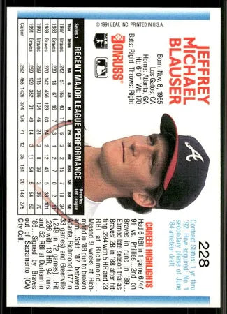 1992 Donruss Jeffrey Michael Blauser Baseball Card #228