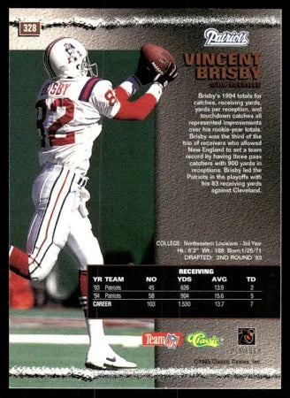 1995 Classic Pro Line Vincent Brisby Football Card #328