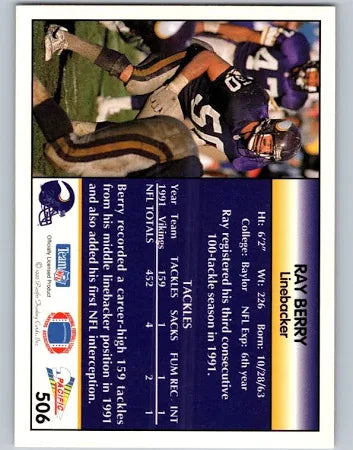 1992 Pacific Ray Berry Football Card #506