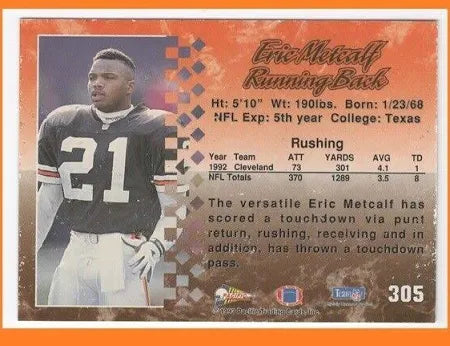 1993 Pacific Eric Metcalf Football Card #305