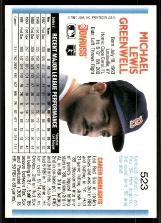 1992 Donruss Michael Lewis Greenwell Baseball Card #523