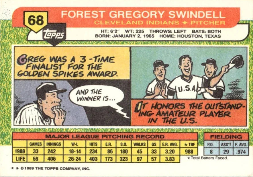 1989 Topps Forest Gregory Swindell Baseball Card #68