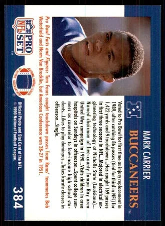 1990 NFL Pro Set Mark Carrier Football Card #384