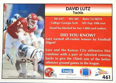 1992 Pacific David Lutz Football Card #461
